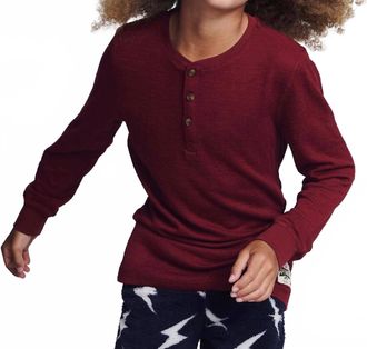 Appaman Kids Craftsman Thermal Henley Top In Dark Cherry