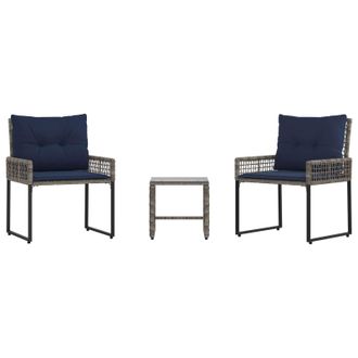 vidaXL Juego De Muebles De Exterior Con Coj&iacute;n 3 Pcs Gris Y Marino Vidaxl