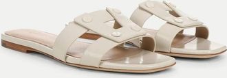 Veronica Beard Womens Via Slide Leather Flat Sandal In Ecru