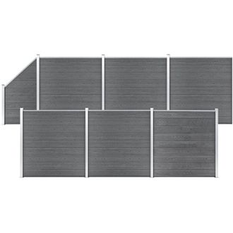 vidaXL Vidaxl - Set De Valla 6 Cuadradas + 1 Oblicua Wpc Gris 1138x186 Cm