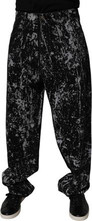 Dolce & Gabbana Black Tie Dye Cotton Straight Men Denim Jeans And White Clothing