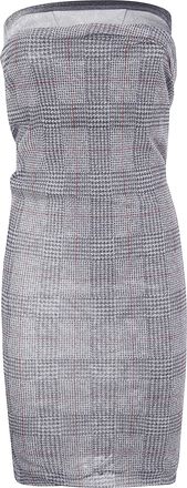 Jean Paul Gaultier Womens Mesh Skirt Double Layer Printed Body Shadow And Prince Of Wales - Silver Nylon - Size X-Small