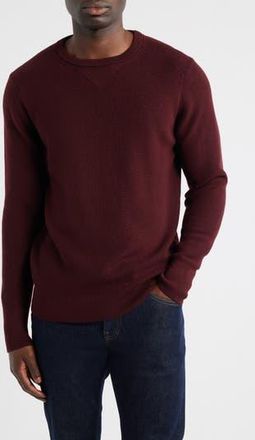 Merz b. Schwanen Merino Ribbed Crewneck Sweater in Burgundy at Nordstrom Rack, Size Xx-Large