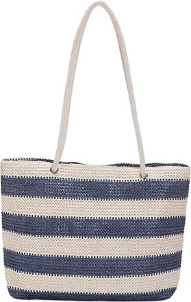 Generic Woman Beach Weaving Shoulder Bag Ladies Trendy Summer Hand Bag Laptop Messenger & Shoulder Bags (Blue, One Size)