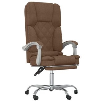 vidaXL Silla De Oficina Reclinable Con Masaje De Tela Marr&oacute;n Vidaxl