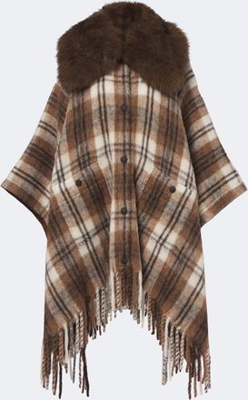 Moncler Shearling-trimmed mohair, alpaca and wool-blend poncho