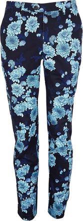 Lords of Harlech Jack Flat Front Stretch Sateen Pant in Serious Floral Navy at Nordstrom, Size 30 X 32