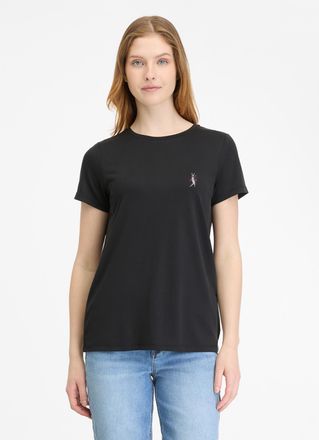 Ragwear Kurzarmshirt RAGWEAR ADORI C, Damen, Gr. XXL, schwarz, Jersey, Obermaterial: 60% Baumwolle, 40% Polyester, bestickt, regular fit normal, Rundhals, Shi