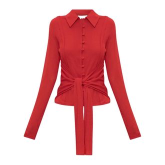 Ganni Cardigans, female, Red, Size: XS Cardigan with Decorative Ties