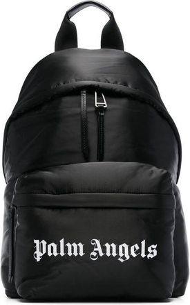 Palm Angels logo-print backpack - men - Leather/Polyamide/Polyurethane/Cotton - OS - Black