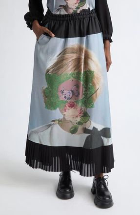 Undercover Printed Cotton Blend Skirt in Black at Nordstrom, Size 3
