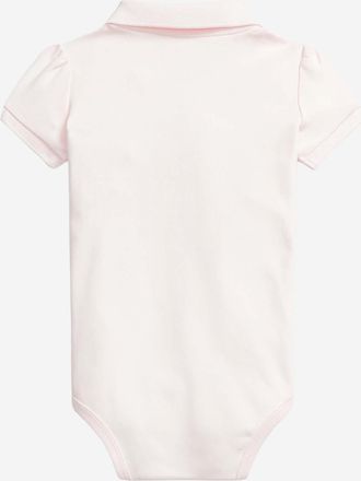 Polo Ralph Lauren Girls Cotton Bodysuit With Logo Pink Babygrow Sets