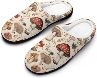 Generic Mushrooms Mens House Slippers Memory Foam Washable Cotton Slip on Home Shoes