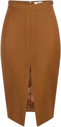 Elisabetta Franchi Rokken, Dames, Bruin, 2Xl, Wol, Gabardine rok met juwelen paardenbits