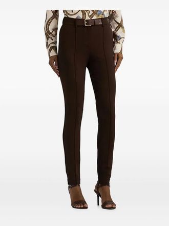 Lauren Ralph Lauren belted pants - women - Nylon/Elastane/Viscose - 40 - Brown