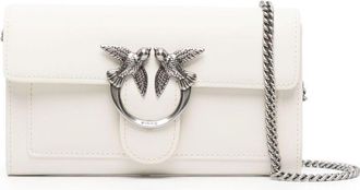 Pinko logo-plaque crossbody bag - women - Calf Leather - OS - White