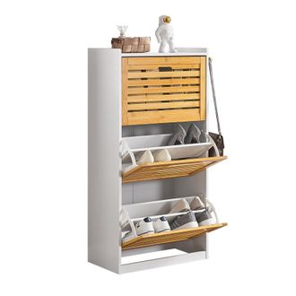 SoBuy Zapatero Con 3 Solapas Y 2 Ganchos Armario De Entrada Zapatero Estrecho Organizador 55 X 30 X 112 Cm Fsr108-wn Sobuy Es