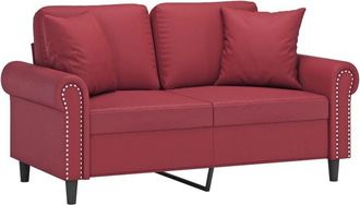 vidaXL Sof&aacute; De 2 Plazas Con Cojines Cuero Sint&eacute;tico Rojo Tinto 120 Cm Vidaxl