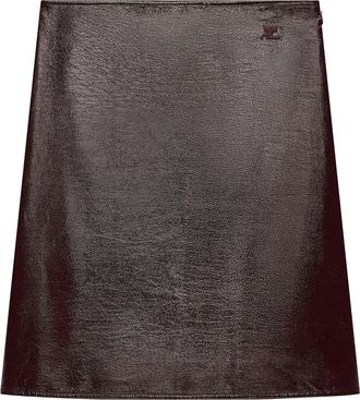Courr&egrave;ges Vinyl Knee-Length Skirt with Subtle Branding