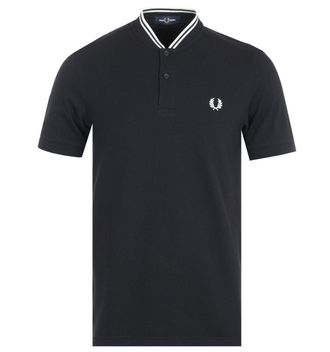 Fred Perry Mens Fred Perry Bomber Collar Pique Polo Shirt in Black