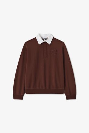 Ganni Brown Polo Shirt with Heart Embroidery - Size XXS Organic Cotton