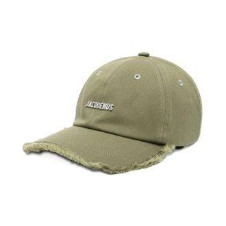 Jacquemus Caps, female, Green, Size: 60 CM Green Cotton Adjustable Buckle Hat