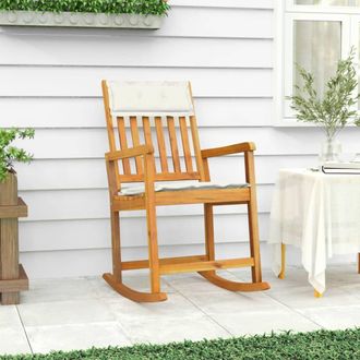 vidaXL Silla Mecedora Con Cojines Madera Maciza Acacia Vidaxl