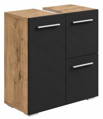 Badplaats Mueble Bajo Lavabo Mars 60 X 30 X 60 Cm - Roble Casta&ntilde;o Con Negr