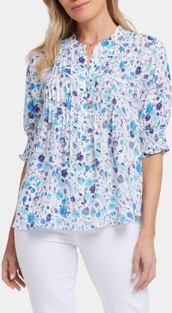 NYDJ Pleated Peasant Blouse in Jimena Garden at Nordstrom, Size X-Large