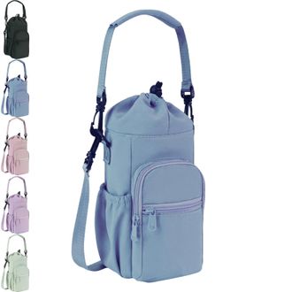 Generic Water Bottle Shoulder Bag - The Ultimate Outdoor Companion, with Zipper Pocket - for Camping Outdoor Sports (Blue)