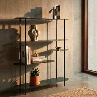 Dmora Estanter&iacute;a Gana, Biblioteca 5 Estantes, Uso Como Divisor De Espacios, 11x40x132h Cm Verde Aguamarina
