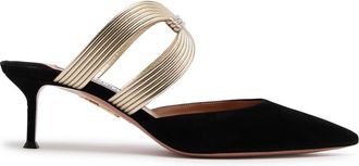 Aquazzura Aquazzura Esencia 50 Sculpted Suede Mules - Black - 40 (IT40 / UK7)