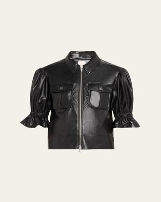 Cinq &agrave; Sept Holly Cropped Vegan Leather Jacket