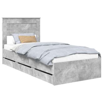 vidaXL Estructura De Cama Gris Concreto 75 X 190 Cm Madera Ingenieril Vidaxl