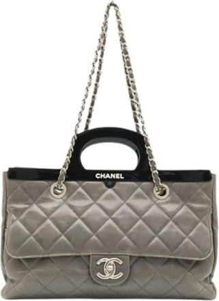Chanel Pre-owned Vintage Tote Bag - Dames - Vintage Shopper - Grijs - ONE Size - Leer - Vintage