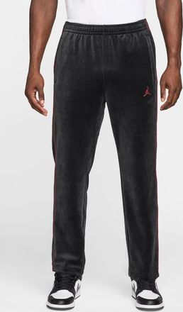 Nike Jordan Jumpman Embroidered Velour Track Pants in Black/Gym Red at Nordstrom, Size Large