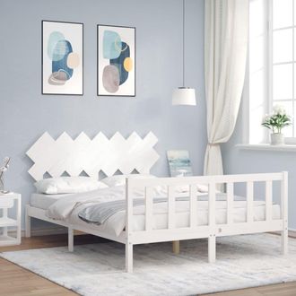 Berkfield Home Bed Frame with Headboard White 140x200 cm Solid Wood
