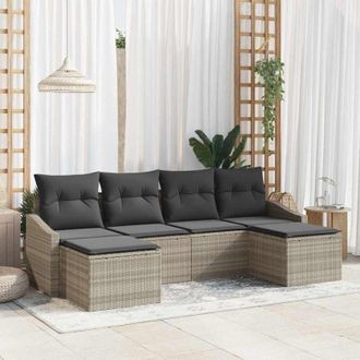 vidaXL Vidaxl - Conjunto De Comedor De Jard&iacute;n Con Coj&iacute;n 6 Pcs Gris Claro