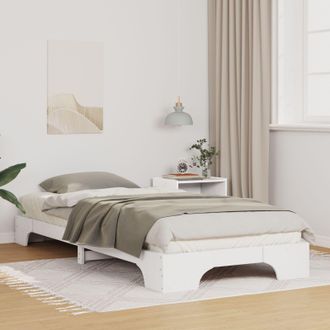 Berkfield Home Floor Bed Frame with Storage White 100 x 210 cm Wood