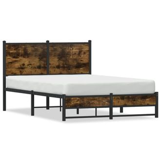 Berkfield Home Metal Bed Frame without Mattress Smoked Oak 120x190 cm Small Double in Brown
