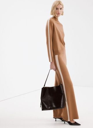 Mango Pantaloni maglia righe contrasto marrone medio - Donna - XXS - MANGO