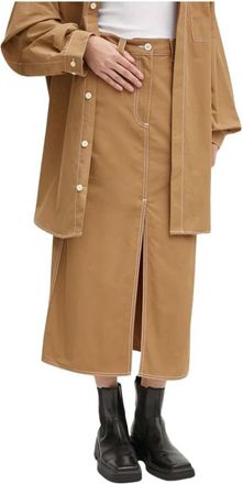 Sunnei Slit Midi Rok - Dames - Midirokken - Beige - S - Katoen - Rokken