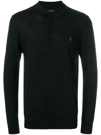 AllSaints long-sleeved polo shirt - Zwart