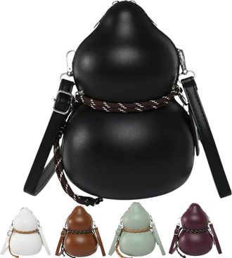 Generic Womens Vintage Calabash Shoulder Bag,Leather Crossbody Purse with Adjustable Strap for Everyday Casual Outfits (Black)