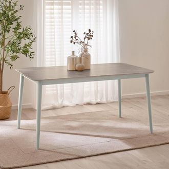 Furniturebox Lynton Rectangular White & Grey Wood 6 Seater Dining Table