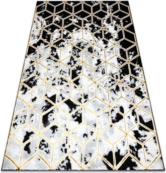 RugsX Alfombra Allure 1966 Cubo 3d - Estructural, Elegante, Glamurosa Negro / Oro Black 140x190 Cm