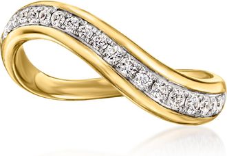 RS Pure by Ross-Simons Lab-Grown Diamond Wavy Ring in 18kt Gold Over Sterling