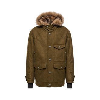 Moncler Moncler Cooper Hooded Shearling-trimmed Padded Mid-length Jacket, Men, Brown, Size: 2