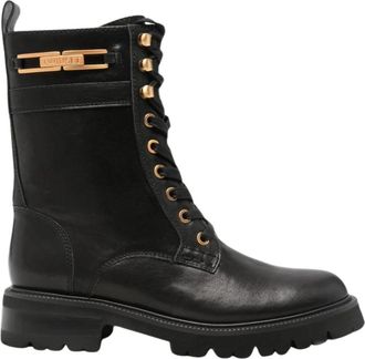 Twinset Lace-up Boots - Dames - Veterlaarzen - Zwart - 38 EU - Leer - Schoenen