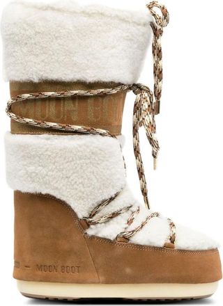 Moon Boot Icon Shearling Boot - Dames - Winterlaarzen - Bruin - 35 EU - Leer - Schoenen